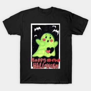 Happy Halloween Cute Green Ghost Doll T-Shirt